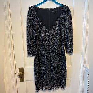 Rachel Zoe Black Dress with Silver Lace size 2